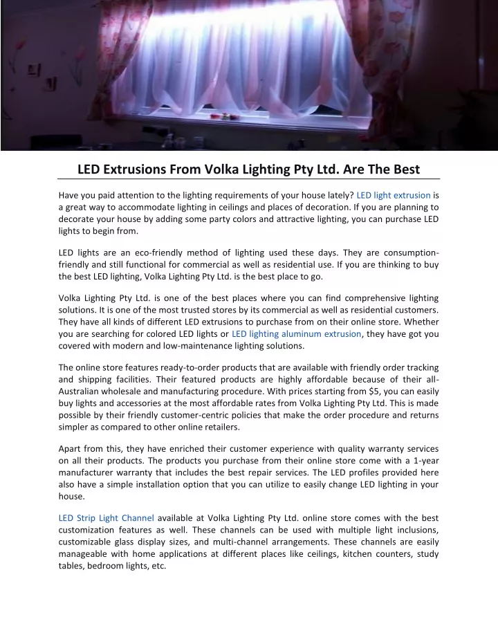 led extrusions from volka lighting