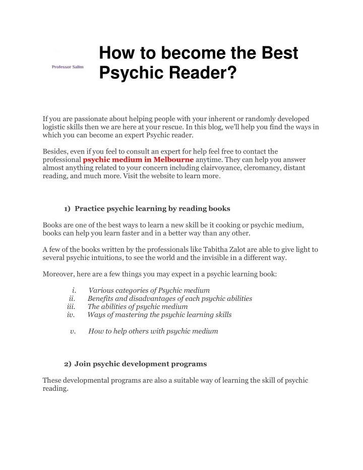 how to become the best psychic reader