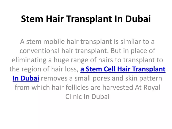 stem hair transplant in dubai