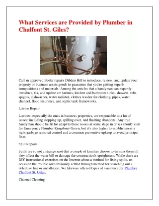 what services are provided by plumber in chalfont
