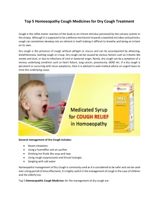 Top 5 Homeopathy Medicines for Dry Cough Treatment