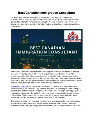 Best Canadian Immigration Consultant