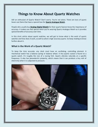 Things to Know About Quartz Watches