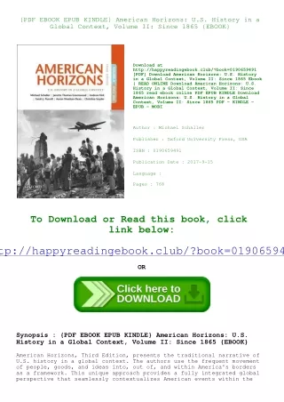 {PDF EBOOK EPUB KINDLE} American Horizons U.S. History in a Global Context  Volu