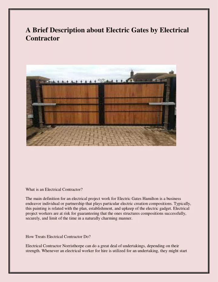 a brief description about electric gates