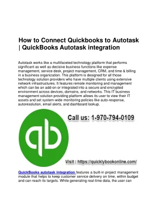 how to connect quickbooks to autotask quickbooks