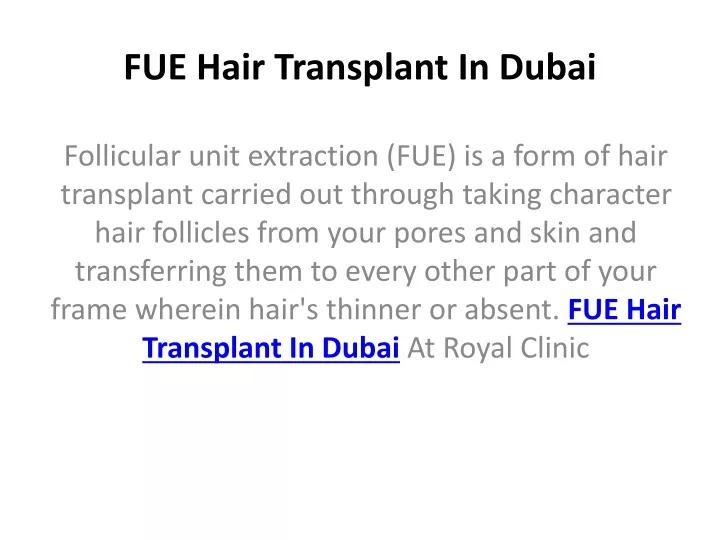 fue hair transplant in dubai