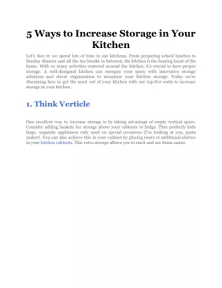 5 ways to increase storage in your kitchen