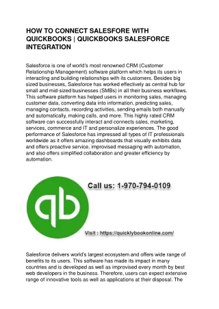 how to connect salesfore with quickbooks