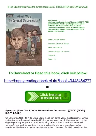 [Free Ebook] What Was the Great Depression [[FREE] [READ] [DOWNLOAD]]