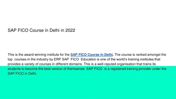 sap fico course in delhi in 2022