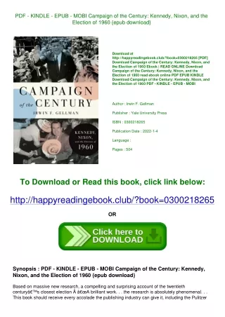 PDF - KINDLE - EPUB - MOBI Campaign of the Century Kennedy  Nixon  and the Elect