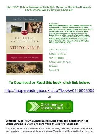 [Doc] NKJV  Cultural Backgrounds Study Bible  Hardcover  Red Letter Bringing to