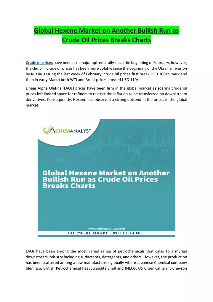 global hexene market on another bullish