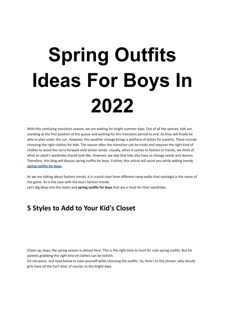 spring outfits ideas for boys in 2022
