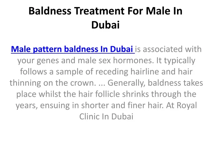 baldness treatment for male in dubai