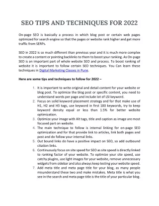 seo tips and techniques for 2022