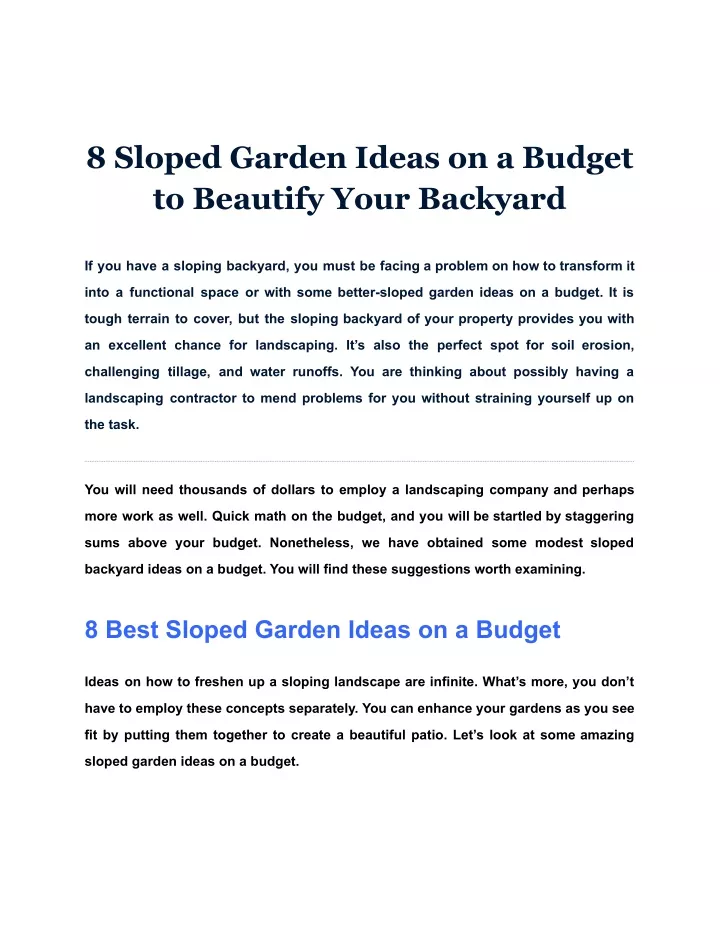 8 sloped garden ideas on a budget to beautify