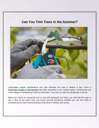 can you trim trees in the summer