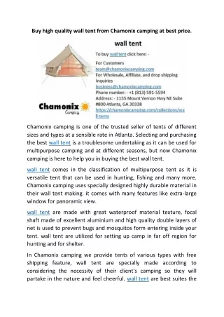 buy high quality wall tent from chamonix camping