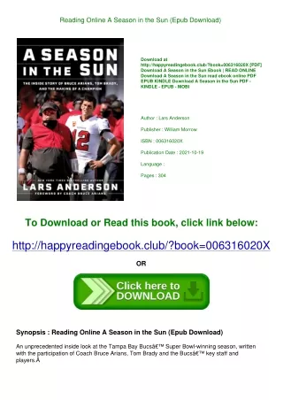 Reading Online A Season in the Sun (Epub Download)