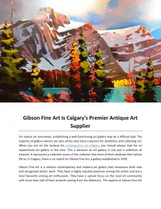 Gibson Fine Art Is Calgary's Premier Antique Art Supplier