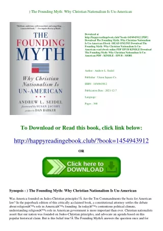 <^READ>) The Founding Myth Why Christian Nationalism Is Un-American <(READ PDF E