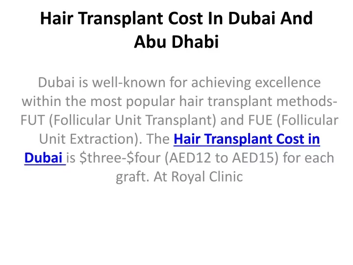 hair transplant cost in dubai and abu dhabi