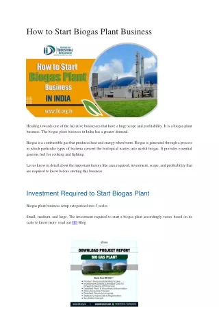how to start biogas plant business