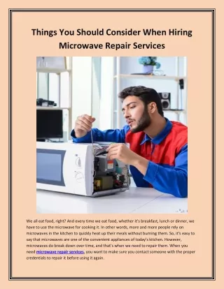 Microwave Repair Services