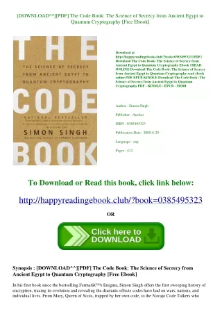 [DOWNLOAD^^][PDF] The Code Book The Science of Secrecy from Ancient Egypt to Qua