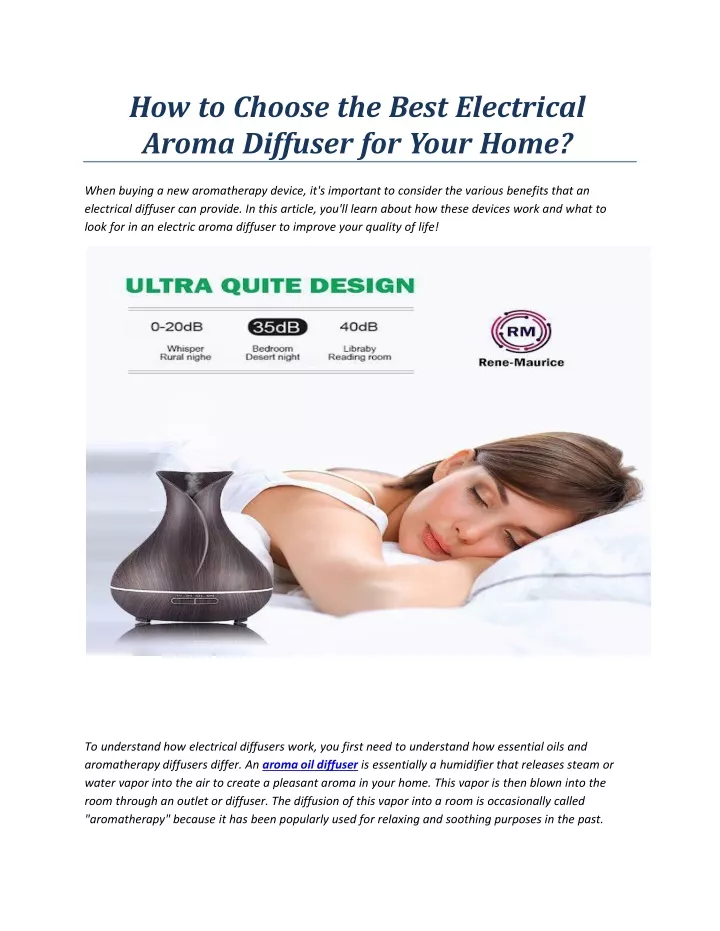 how to choose the best electrical aroma diffuser