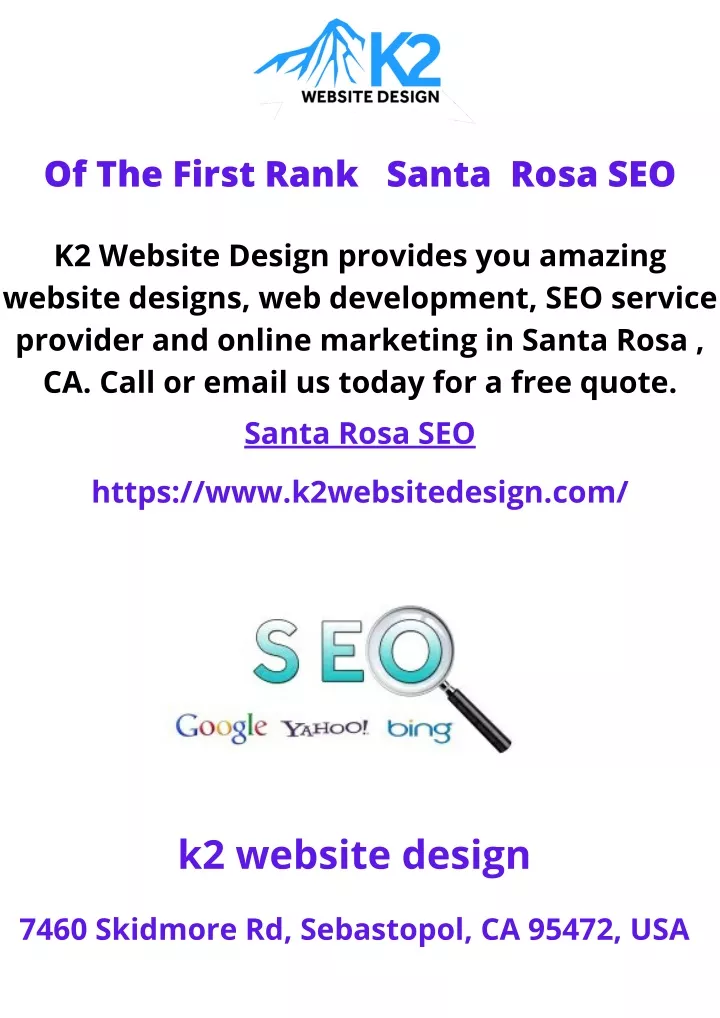 of the first rank santa rosa seo k2 website