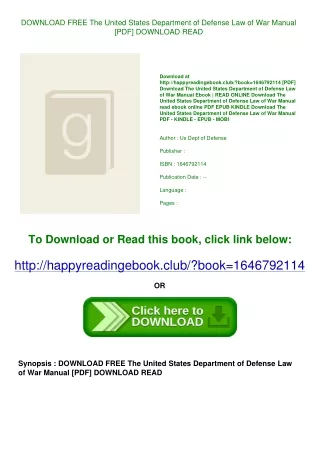 DOWNLOAD FREE The United States Department of Defense Law of War Manual [PDF] DO