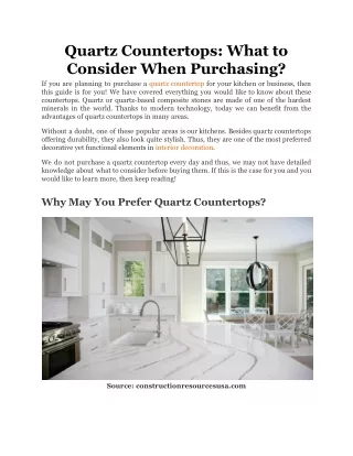 quartz countertops what to consider when