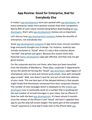 app review good for enterprise bad for everybody