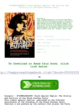 #*DOWNLOAD@PDF> Black Against Empire The History and Politics of the Black Panth