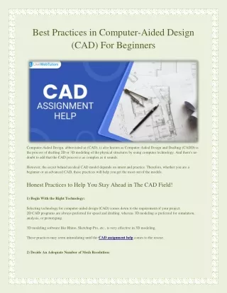 Best Practices in Computer-Aided Design (CAD) For Beginners