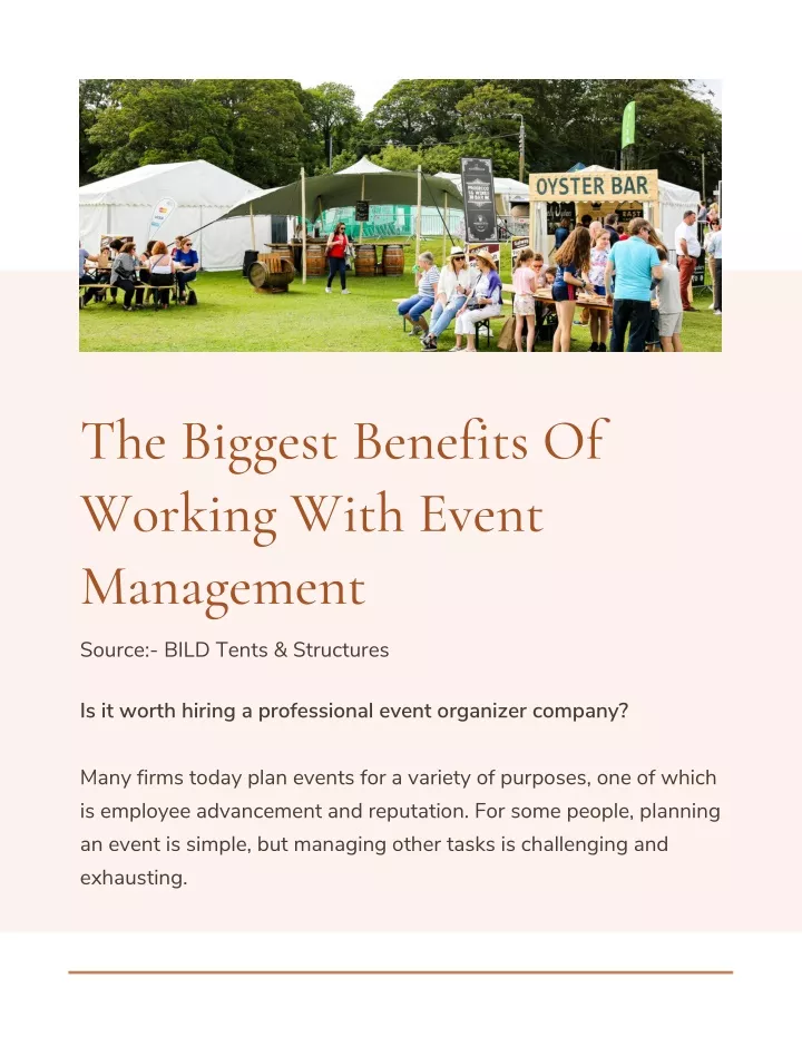 the biggest benefits of working with event