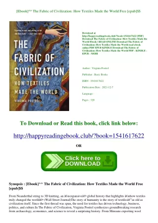 [Ebook]^^ The Fabric of Civilization How Textiles Made the World Free [epub]$$