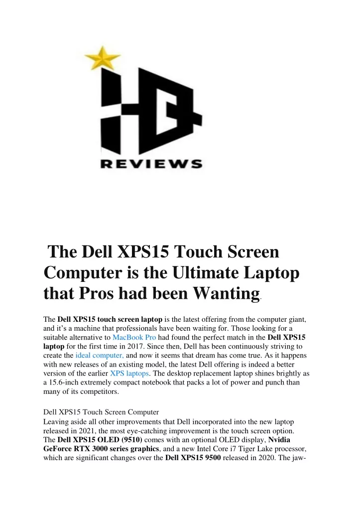 the dell xps15 touch screen computer