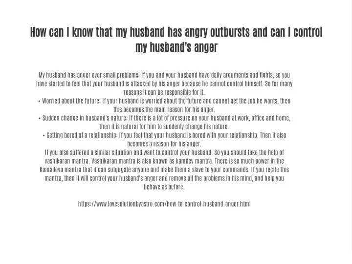 how can i know that my husband has angry