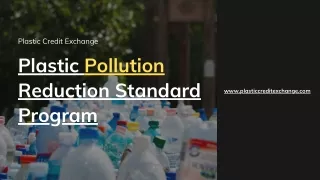 Plastic Pollution Reduction Standard Program | Plastic Credit Exchange