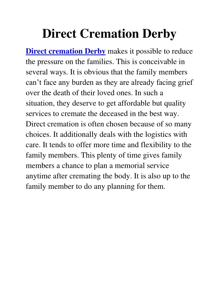 direct cremation derby