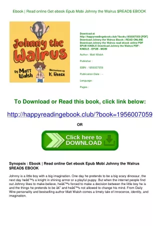 Ebook  Read online Get ebook Epub Mobi Johnny the Walrus $READ$ EBOOK