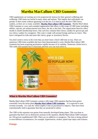 Martha MacCallum CBD Gummies - Pain Relief Formula with Natural Ingredients!