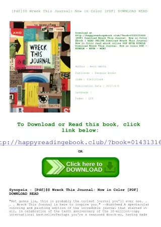 [Pdf]$$ Wreck This Journal Now in Color [PDF] DOWNLOAD READ