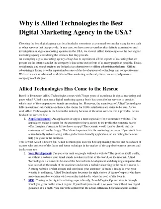 Best marketing agency |Digital marketing agency in USA | Allied technologies