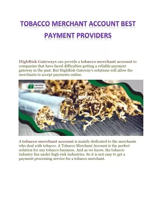 Tobacco Merchant Account Best Payment Providers