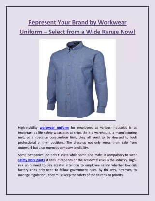represent your brand by workwear uniform select